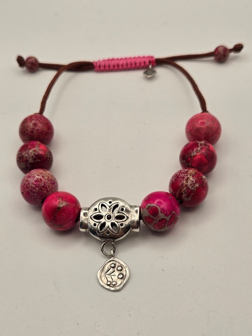 SILPADA 925 Sterling Silver Fuchsia Jasper "Best Trend" Bracelet B2876 Retired